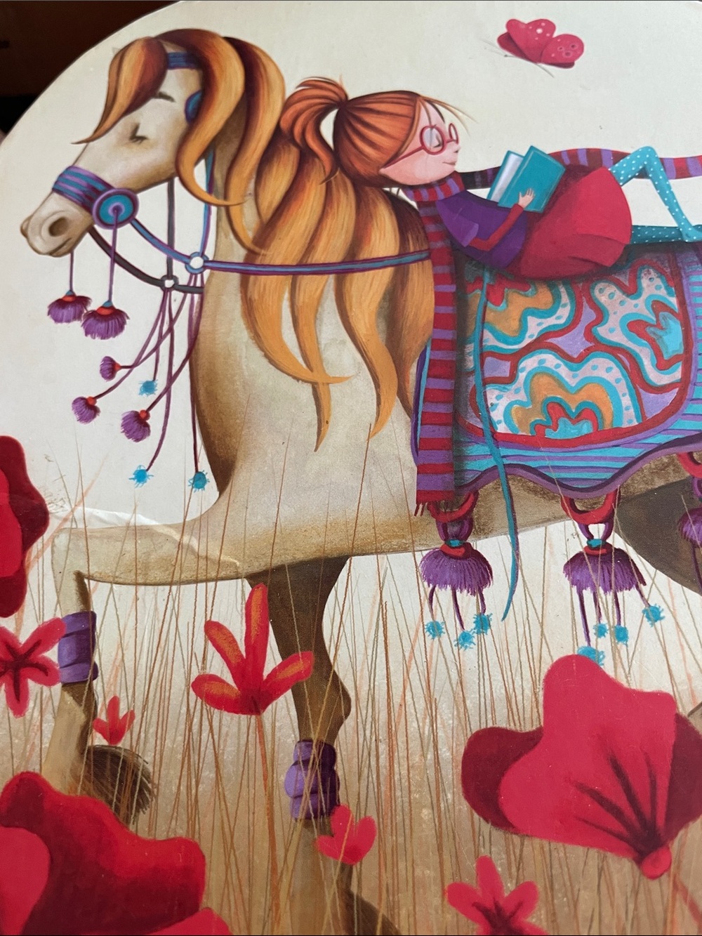 Whimsical Horse & Girl Puzzle Wall Art - Pink, Purple, Blue